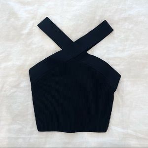 Aritzia Babaton Sculpt Knit Criss Cross Cropped Tank